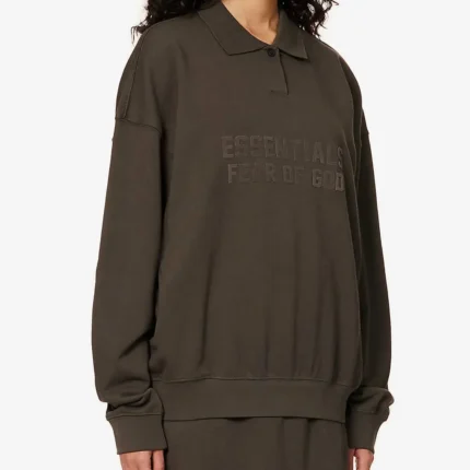 ESSENTIALS Fear of God Brand Applique Cotton Jersey Polo Shirt - Off Black