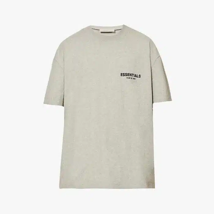 ESSENTIALS Fear of God Logo Embossed Cotton T-Shirt - Dark Oatmeal