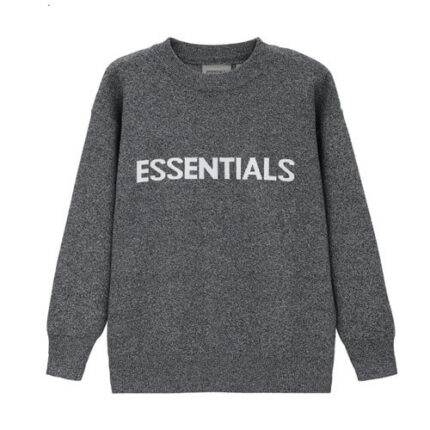 Essentials FOG X Logo-Intarsia Cotton Knit Crewneck Jumper – Dark Grey